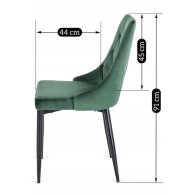 Кухонний стілець MEBEL ELITE CORK, зелений / чорний, велюрова тканина