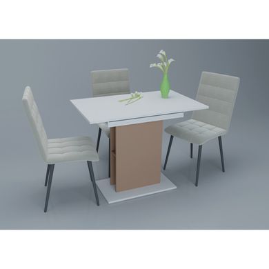Стіл INTARSIO STOUN розкладний 100&ndash;135&times;60 см, біла аляска / латте