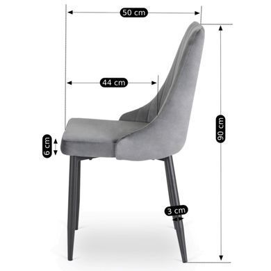 Кухонный стул MEBEL ELITE BARI, серый / черный, велюровая ткань
